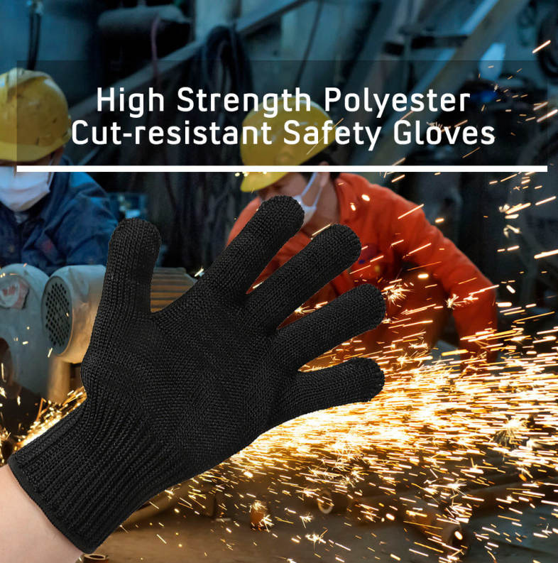 Pair of High Strength Polyester Cut-resistant Safety Gloves