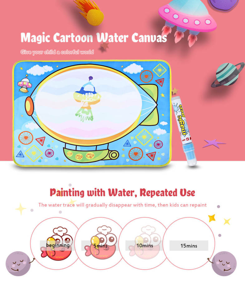 6228 - 3 Children's Large Magic Cartoon Water Canvas Drawing Mat