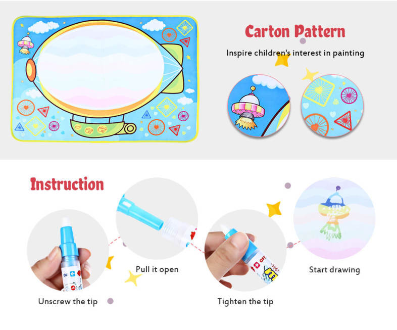 6228 - 3 Children's Large Magic Cartoon Water Canvas Drawing Mat