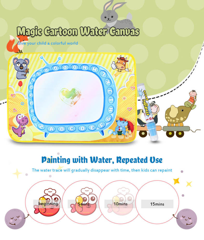 6228 - 2 Children's Large Magic Cartoon Water Canvas Drawing Mat