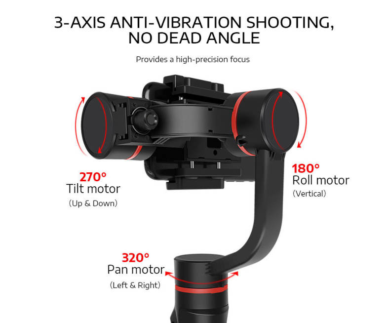 Ledistar H2 3-axis Handheld Gimbal Multiple Detection for GoPro / Smartphone