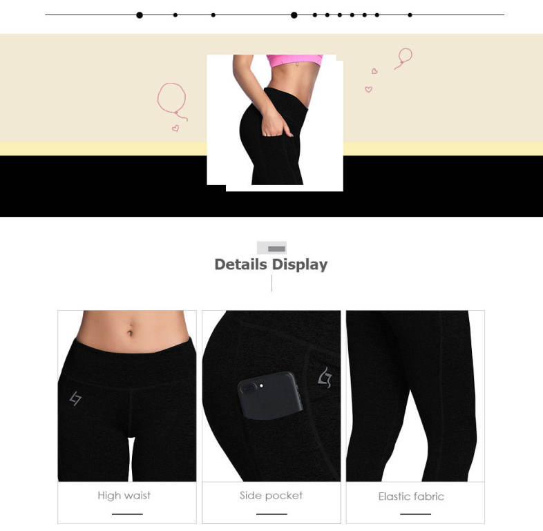 High Waist Pocket Skinny Elastic Solid Color Women Yoga Pants 