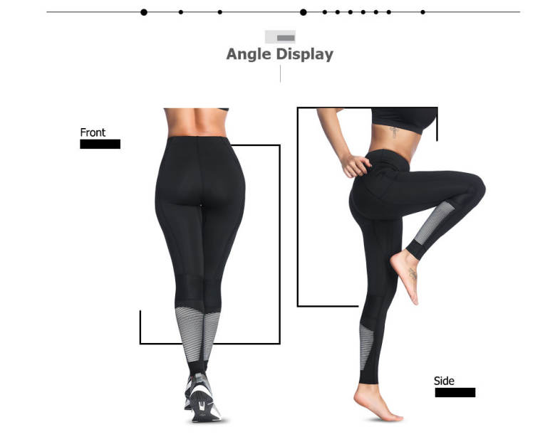 High Waist Pocket Stripe Skinny Elastic Women Yoga Pants