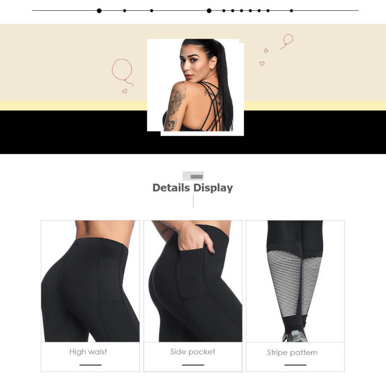 High Waist Pocket Stripe Skinny Elastic Women Yoga Pants