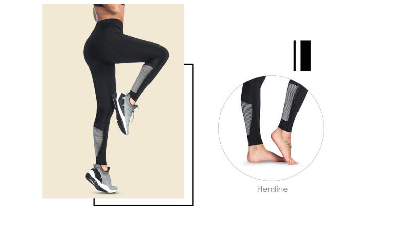 High Waist Pocket Stripe Skinny Elastic Women Yoga Pants