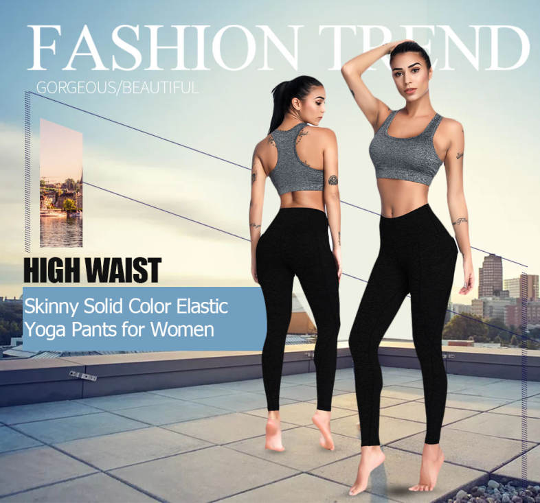 High Waist Skinny Solid Color Elastic Women Yoga Pants