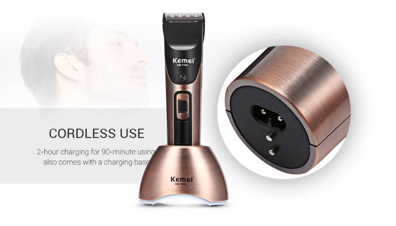 Kemei KM - 7500 Electric Hair Clipper Rechargeable LCD Cordless Adjustable Trimmer Kit