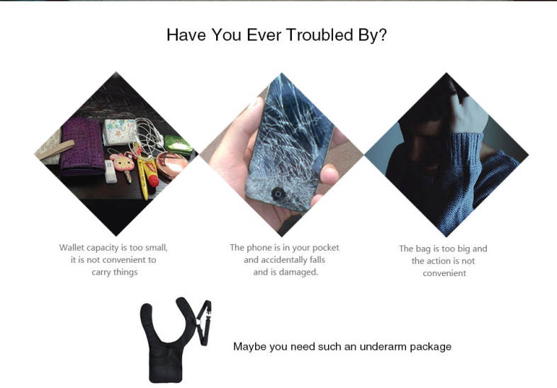 Security Anti-theft Hidden Armpit Shoulder Bag Mobile Phone Key Pack