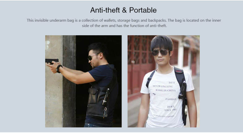 Security Anti-theft Hidden Armpit Shoulder Bag Mobile Phone Key Pack