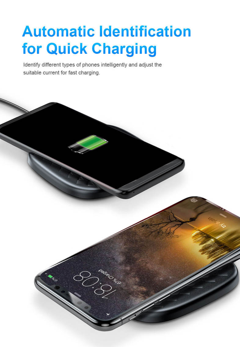 Baseus BSWC - P13 Fast Wireless Charger Woven Leather Charging Pad 10W