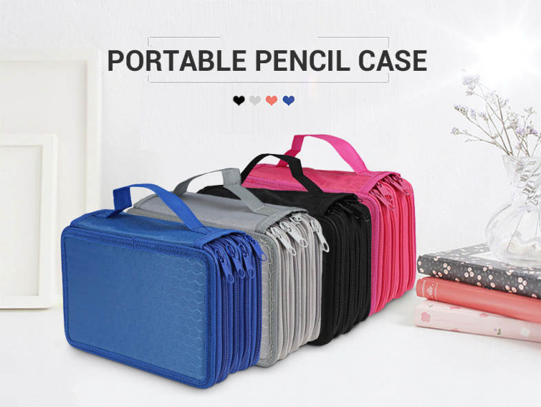 Student Large Capacity 4 Layer Pencil Case Portable Pen Bag for Sketching Class