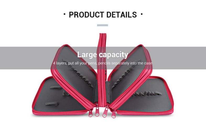 Student Large Capacity 4 Layer Pencil Case Portable Pen Bag for Sketching Class
