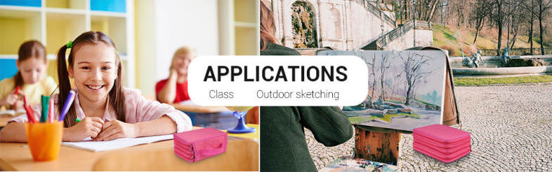 Student Large Capacity 4 Layer Pencil Case Portable Pen Bag for Sketching Class