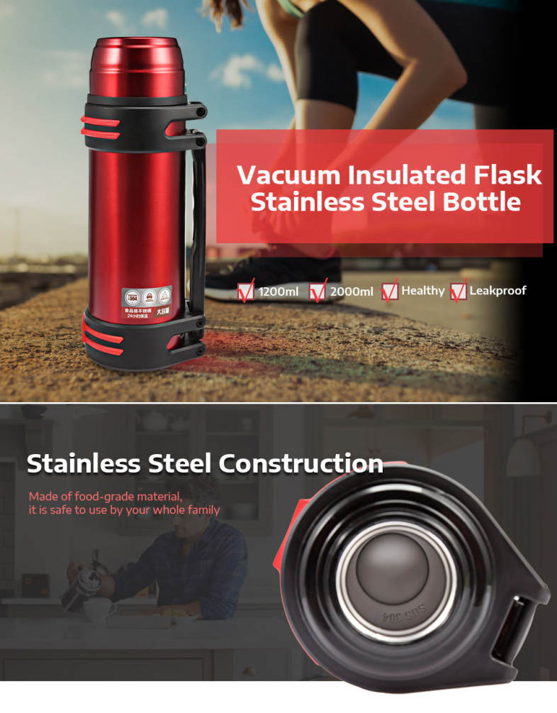 Outdoor Large Capacity Vacuum Insulated Flask Stainless Steel Bottle for Travel 