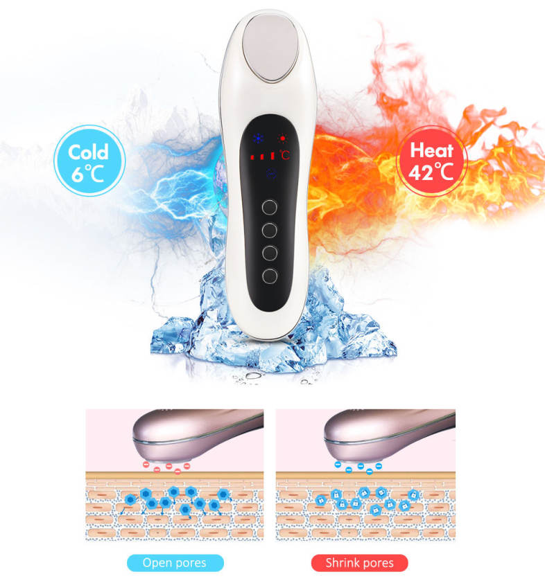 Ultrasonic Electric Vibrating Facial Skin Cold and Heat Ion Beauty Instrument