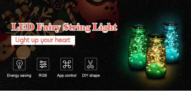 LH - BT - 100RGB 100 LEDs Fairy Copper String Light DIY Shape with App Control
