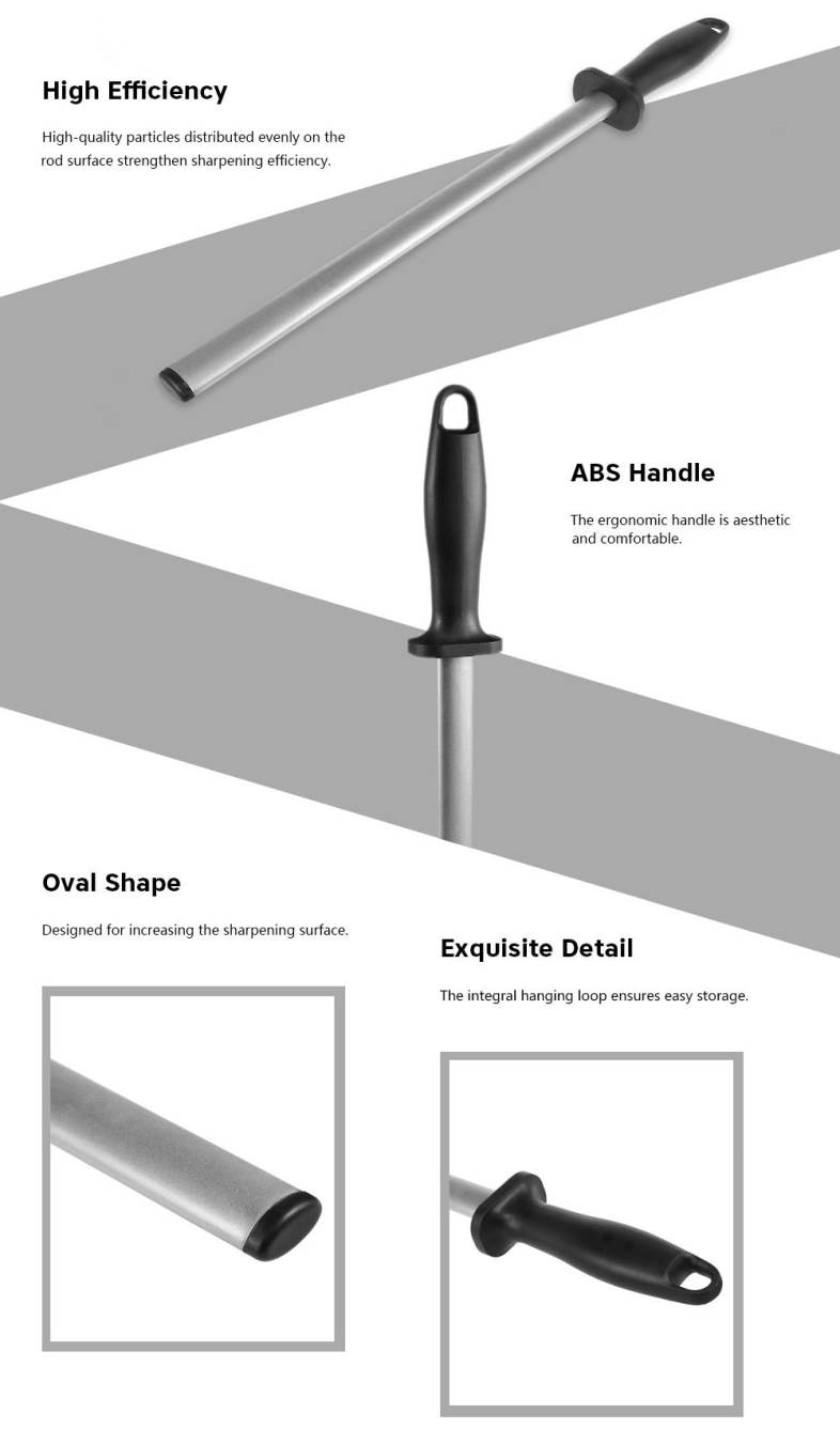 DMD Sharpening Rod Stick Half Round Kitchen Knife Sharpener 