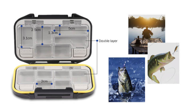 12 Compartments Waterproof Fishing Tackle Storage Box Plastic Fish Lure Bag