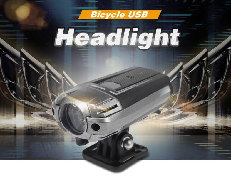 Bicycle USB Rechargeable Headlight Safety Helmet Flashlight for Mountain Bike 