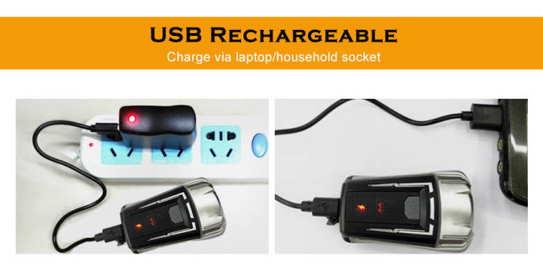 Bicycle USB Rechargeable Headlight Safety Helmet Flashlight for Mountain Bike 