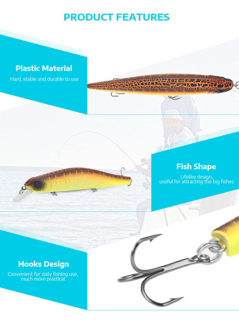 A FISH LURE Artificial Fishing Lure Bait with Sharp Hooks