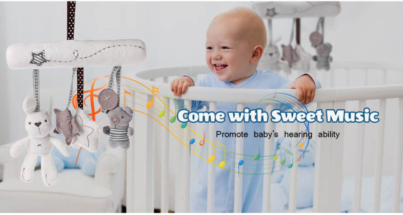 Baby Bed Trailer Pendant Rattle Hanging Musical Plush Toy