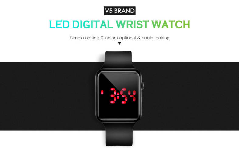 V5 Brand Unisex Rubber LED Date Sports Bracelet Digital Wrist Watch