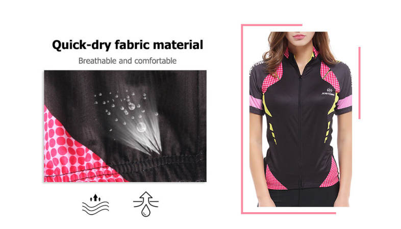XINTOWN1 Quick-dry Short Sleeve Zipper Printed Cycling Jersey for Women 