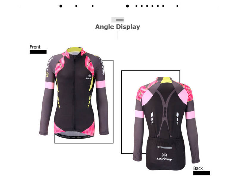 XINTOWN Long Sleeve Quick-dry Zipper Color Printed Cycling Jersey for Women
