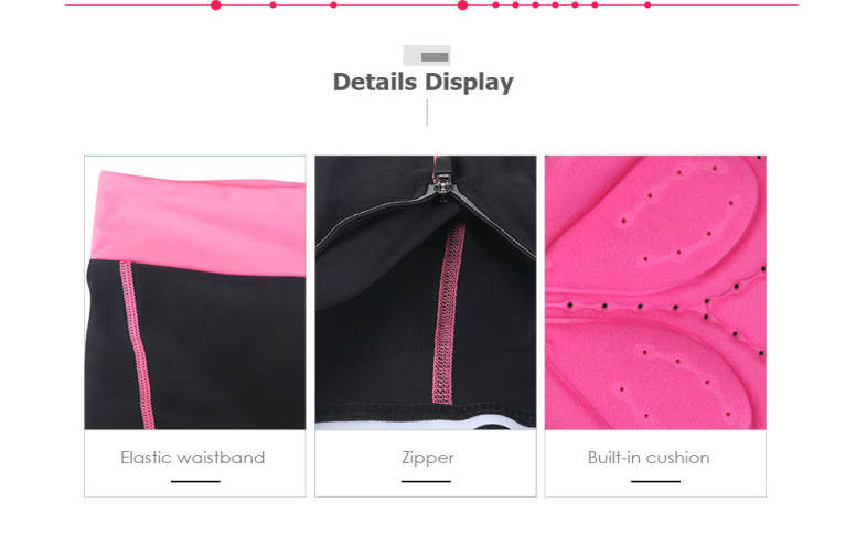 XINTOWN Quick-dry Zipper Cycling Tights Pants with Cushion for Women