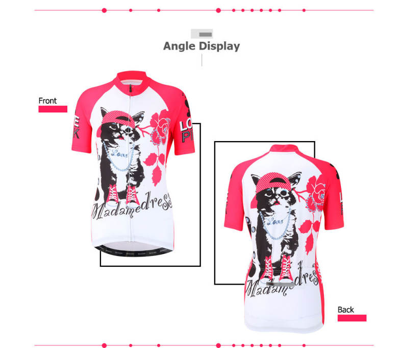 XINTOWN Short Sleeve Quick-dry Zipper Color Printed Cycling Jersey for Women 