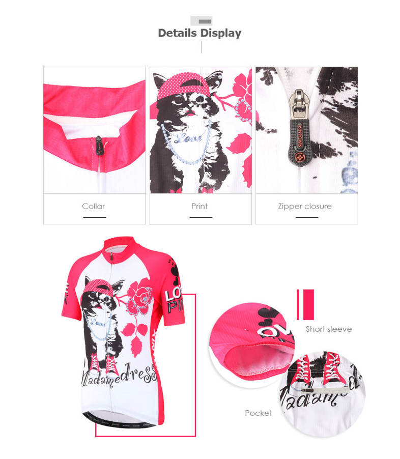XINTOWN Short Sleeve Quick-dry Zipper Color Printed Cycling Jersey for Women 