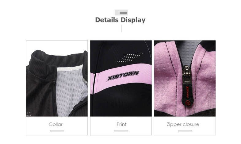 XINTOWN1 Short Sleeve Quick-dry Zipper Color Printed Cycling Jersey for Women
