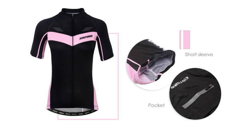 XINTOWN1 Short Sleeve Quick-dry Zipper Color Printed Cycling Jersey for Women