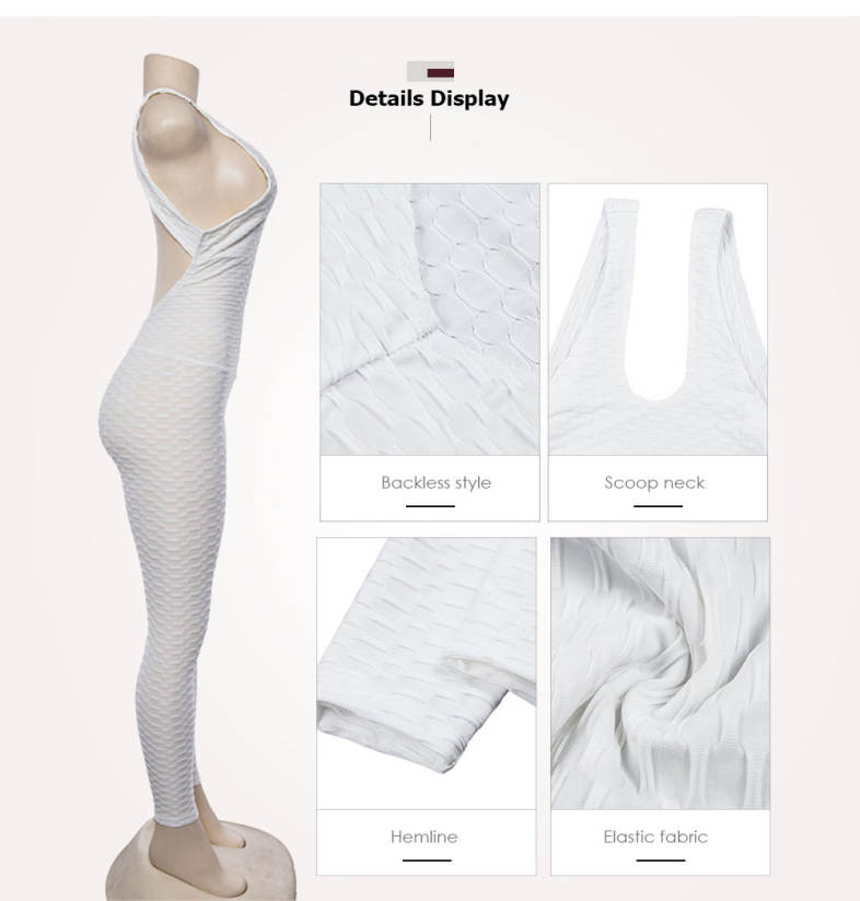 Scoop Neck Sleeveless Backless Bodycon Jumpsuit Women Yoga Clothes