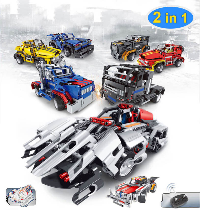 Creative 2 in 1 Electric DIY Assembled Building Blocks Car with Remote Control for Kids