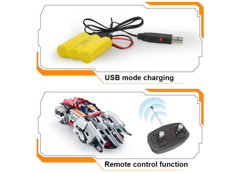 Creative 2 in 1 Electric DIY Assembled Building Blocks Car with Remote Control for Kids