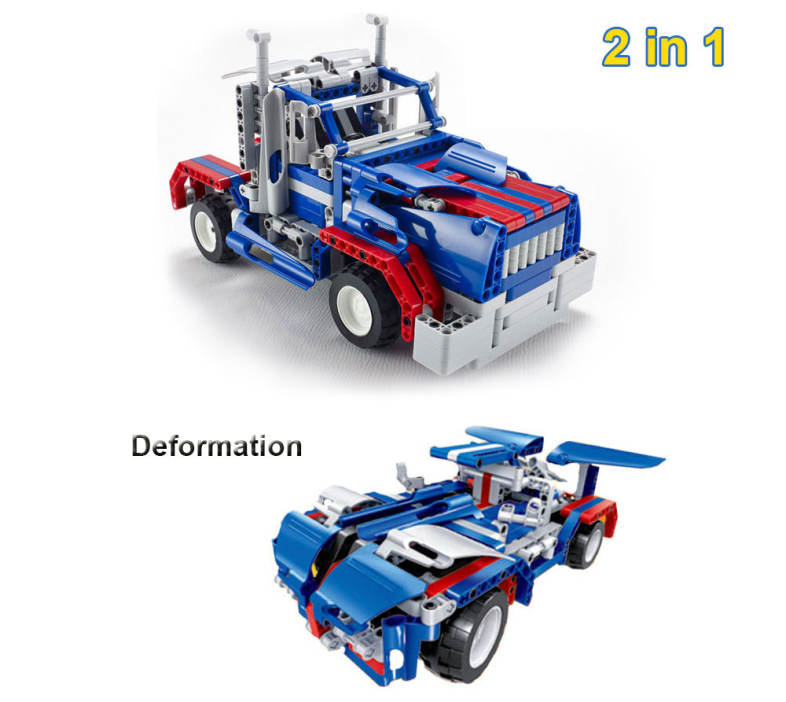 Creative 2 in 1 Electric DIY Assembled Building Blocks Car with Remote Control for Kids