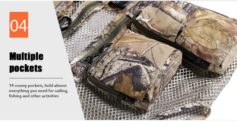 LEO 27913 - FC Outdoor Fishing Hunting Mesh Vest with Multiple Pockets