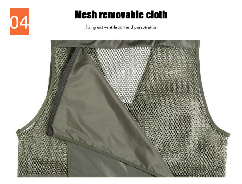 LEO 27913 - GR Outdoor Fishing Hunting Mesh Vest with Multiple Pockets