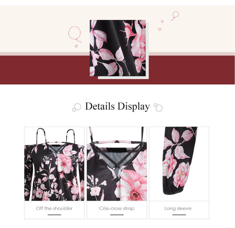 Off The Shoulder Spaghetti Strap Cut Out Floral Print Plus Size Women Blouse