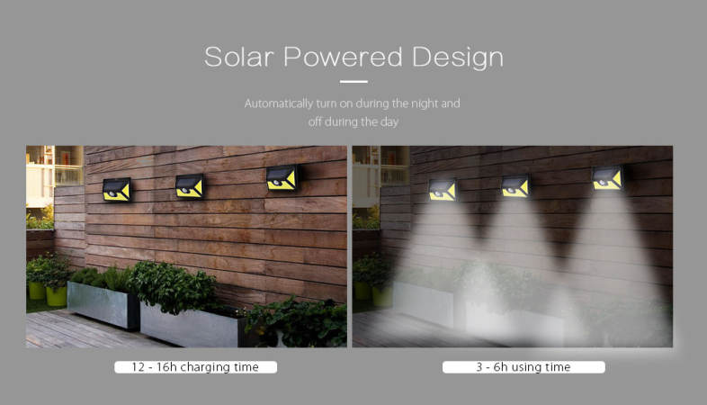 COB102 102 LEDs Solar Motion Sensor Wall Light IP65 Waterproof for Outdoors 