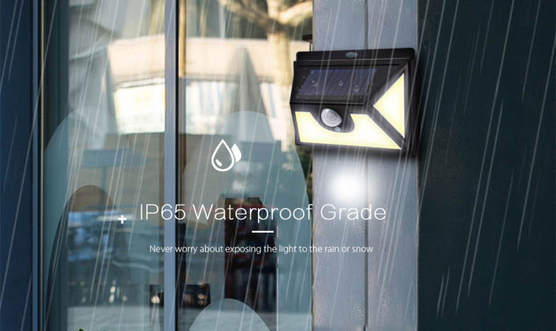 COB102 102 LEDs Solar Motion Sensor Wall Light IP65 Waterproof for Outdoors 