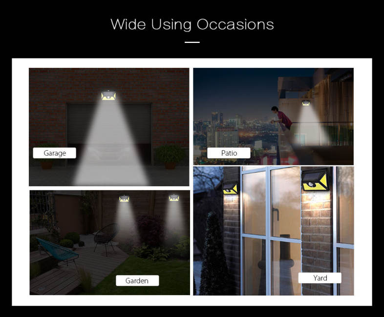 COB102 102 LEDs Solar Motion Sensor Wall Light IP65 Waterproof for Outdoors 