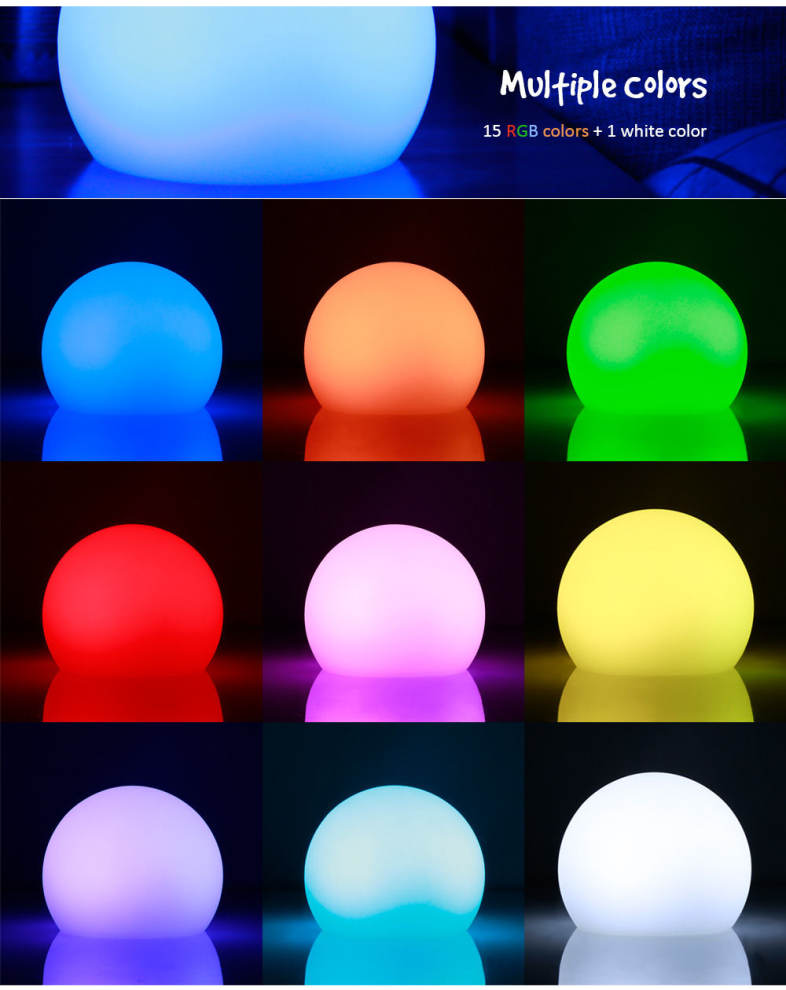 USB Rechargeable LED Ball Shape Night Light with Remote Control for Bedroom