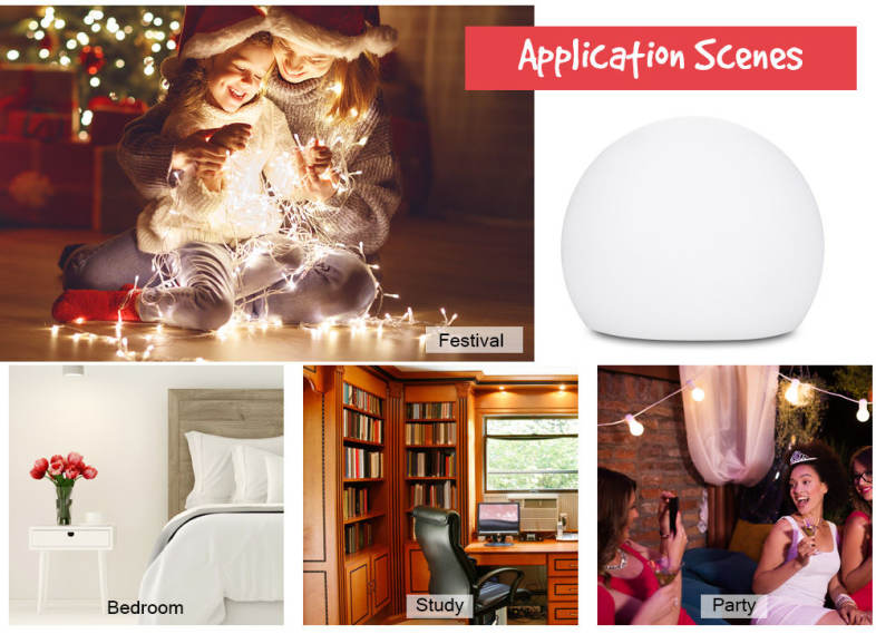 USB Rechargeable LED Ball Shape Night Light with Remote Control for Bedroom