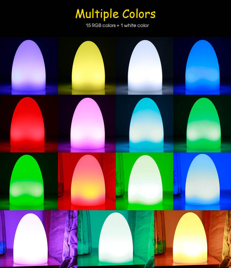 USB Rechargeable LED Egg Shape Night Light with Remote Control for Bedroom