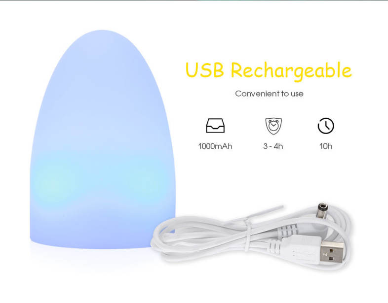 USB Rechargeable LED Egg Shape Night Light with Remote Control for Bedroom