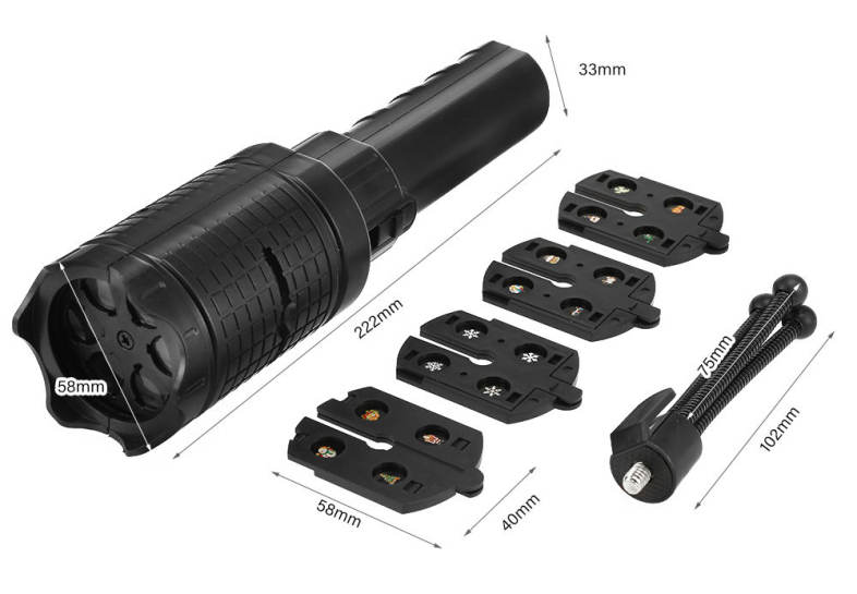 Handheld LED Flashlight Projection Lamp with 4 Slide Cards