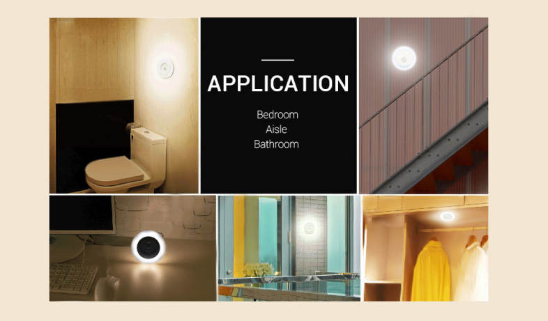 Intelligent Sensor Human Body Light Induction Wall Lamp Simple Round LED 80LM